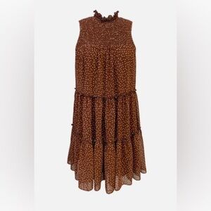 ✨Taylor Lined Tiered Polka Dot Sleeveless Mock Neck Mini Shift Dress✨ NWOT